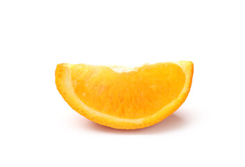One slice of juicy orange isolated on white