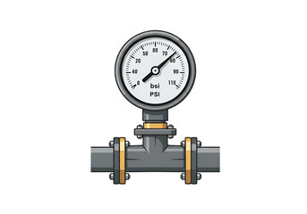 Isolated Illustration Of A Gauge Pressure Meter On Transparent Black Background
