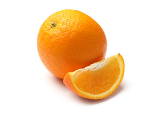 Whole and piece of orange isolated on white