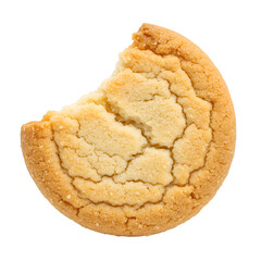 Isolated Photo of a Golden Brown Cookie with Bite Mark on Transparent Background