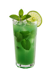 Isolated Green Cocktail Illustration With Mint Lime and Transparent Background