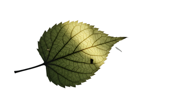 Isolated Leaf Illustration On Transparent Black Background With Green Details