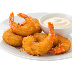 Isolated Photo Of Delicious Fried Shrimps With Appetizing Golden Crust