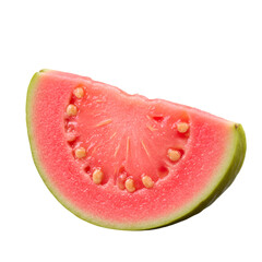 Isolated Guava Slice Photo Showing Pink Fruit With Transparent Background