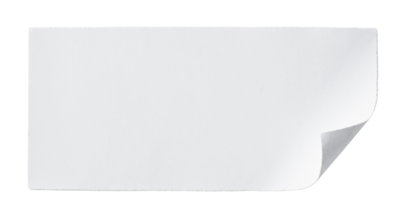 Piece of white blank paper isolated on transparent background. Minimal branding stationery mockup. Empty message note reminder card template. Business office isolated object 