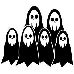 Obraz premium Ghosts & Ghouls Silhouette 8K SVG – Spooky Halloween Vector Art