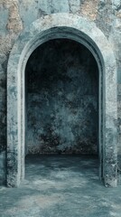 Arched Passage with Distressed Stone Wall Dark Interior Texture