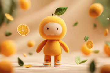 Orange Character with Fruit