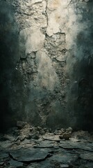 Cracked Wall and Floor with Grunge Texture Abstract Background