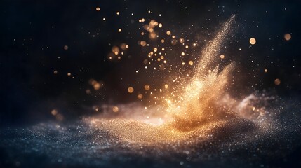 Floating golden and silver dots create a magical atmosphere for Diwali celebrations at night in a vibrant setting
