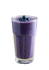 Isolated Photo Of A Blueberry Smoothie In A Transparent Glass On Black