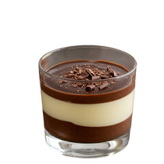 Isolated Photo of a Chocolate Pudding Dessert in a Glass on a Black Background