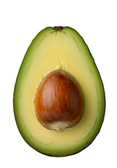 Isolated Photo Of A Cut Avocado Showing Seed And Green Flesh On Black