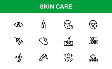 Skin Care Line Icon Collection – Unique, clean, and creative vector icons designed for cosmetic and personal care themes