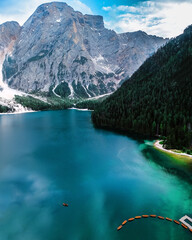 Aerial View Serene Turquoise Lake