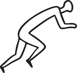 Minimalist Drawing Of A Crawling Figure On A Clean White Surface In Simple Black Lines