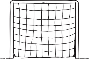 Simple Black Outline Illustration Of An Empty Square Goalpost With Netting On White