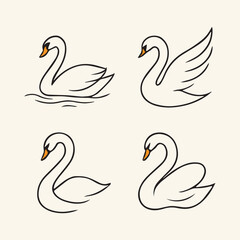 Elegant Swan Collection Minimalist Line Art