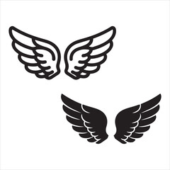 Obraz premium Two styles of stylized angelic wings displayed side by side