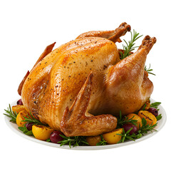 Isolated Photo Of A Roasted Turkey On A Plate Thanksgiving Dinner