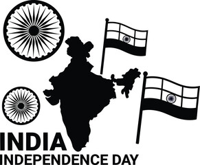 India independence day black and white vector