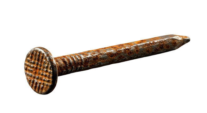 Isolated Rusty Nail 3D Illustration On Black Background