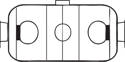 Overhead View of a Minimalist Hockey Rink Illustration on a White Background Layout