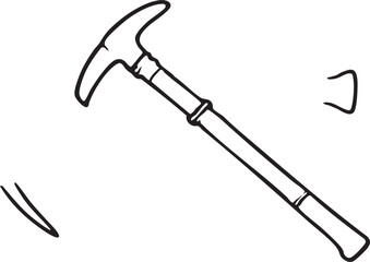 Simple Line Art Illustration Of a Mountaineering Ice Axe With White Background Space