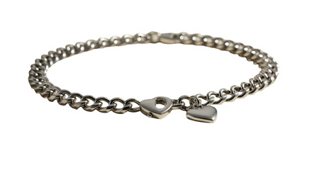 Isolated Silver Bracelet Jewelry with Heart Charms on a Transparent Background Photo