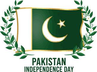 Pakistan flag with floral wreath