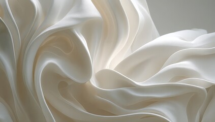 Obraz premium Creamy white silk fabric draped in swirling folds