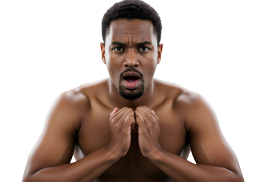 Isolated Photo Of A Surprised Black Man With Arms Raised Portrait