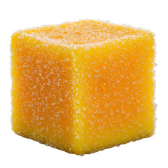 Isolated Photo Of A Yellow Sugar Cube With Transparent Background