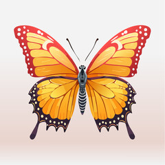 Digital illustration of a vibrant butterfly with orange and red wings displaying intricate patterns