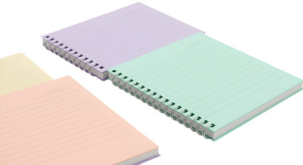Isolated Notebooks with Pastel Color Sheets on Transparent Background Illustration