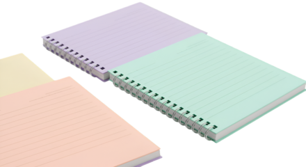 Isolated Notebooks with Pastel Color Sheets on Transparent Background Illustration