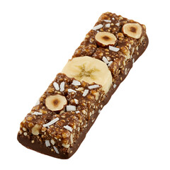 Isolated Photo Of Chocolate Banana Hazelnut Bar On Transparent Background