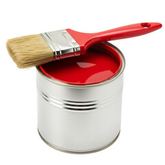 Isolated Photo Of Red Paint And Brush On Metal Can Tool