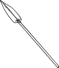 Simple Artistic Outline of a Medieval Spear with a Sharp Point on White Background