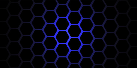 Hexagonal cyberspace blue background. Hexagon grid tech pattern.