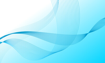 Fototapeta premium blue smooth lines wave curves on soft gradient abstract background