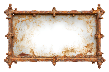 Rusty metal frame blank sign old grunge texture background