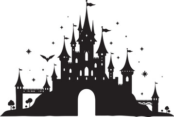 Obraz premium Haunted Castle Night Silhouette Design Bundle
