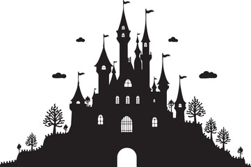 Obraz premium Haunted Castle Night Silhouette Design Bundle