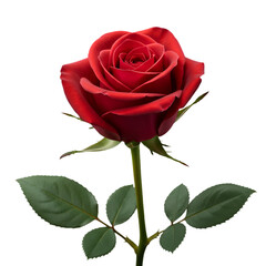 Isolated Realistic Red Rose Bloom With Transparent Background