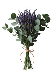 Isolated Photo Of Lavender Bouquet On Transparent Background