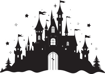 Obraz premium Haunted Castle Night Silhouette Design Bundle