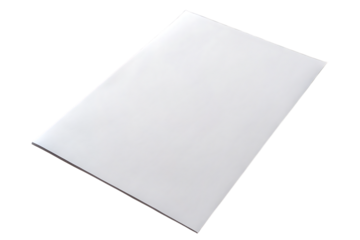Single white sheet of paper with clean edges and smooth surface, isolated on a transparent background