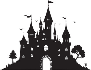 Obraz premium Haunted Castle Night Silhouette Design Bundle