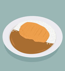 rice and chicken katsu. Katsu curry is a Japanese curry dish that combines curry rice 
